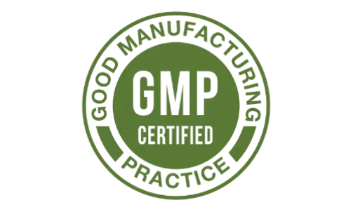Certified Good Manufacturing Practices (GMP) seal representing consistent product quality and laboratory integrity.